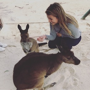 student with a kangaroo